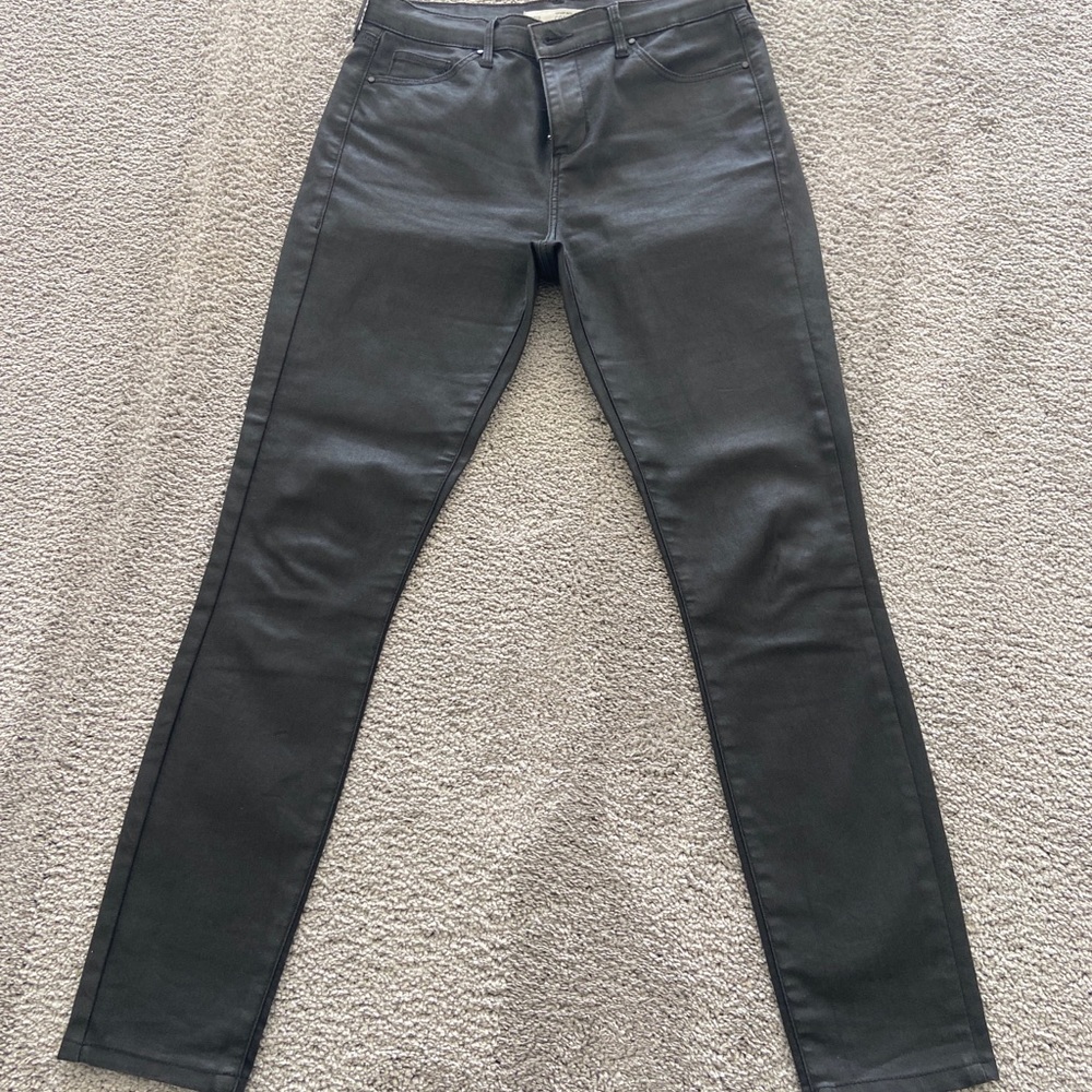 Topshop Moto Leigh Skinny Jeans Coated Black Sz 30